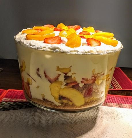 Peach tea trifle