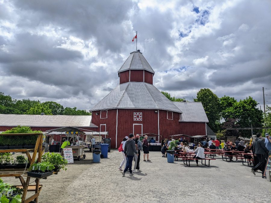 Image of the main agriculture building in Carp for the farmers market.