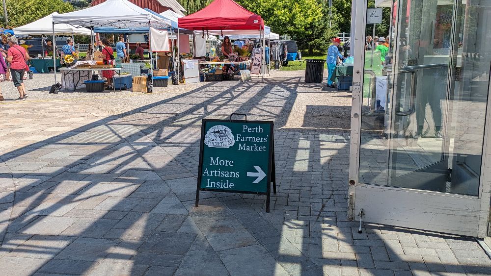 Perth farmers market sign and entrance to indoors.