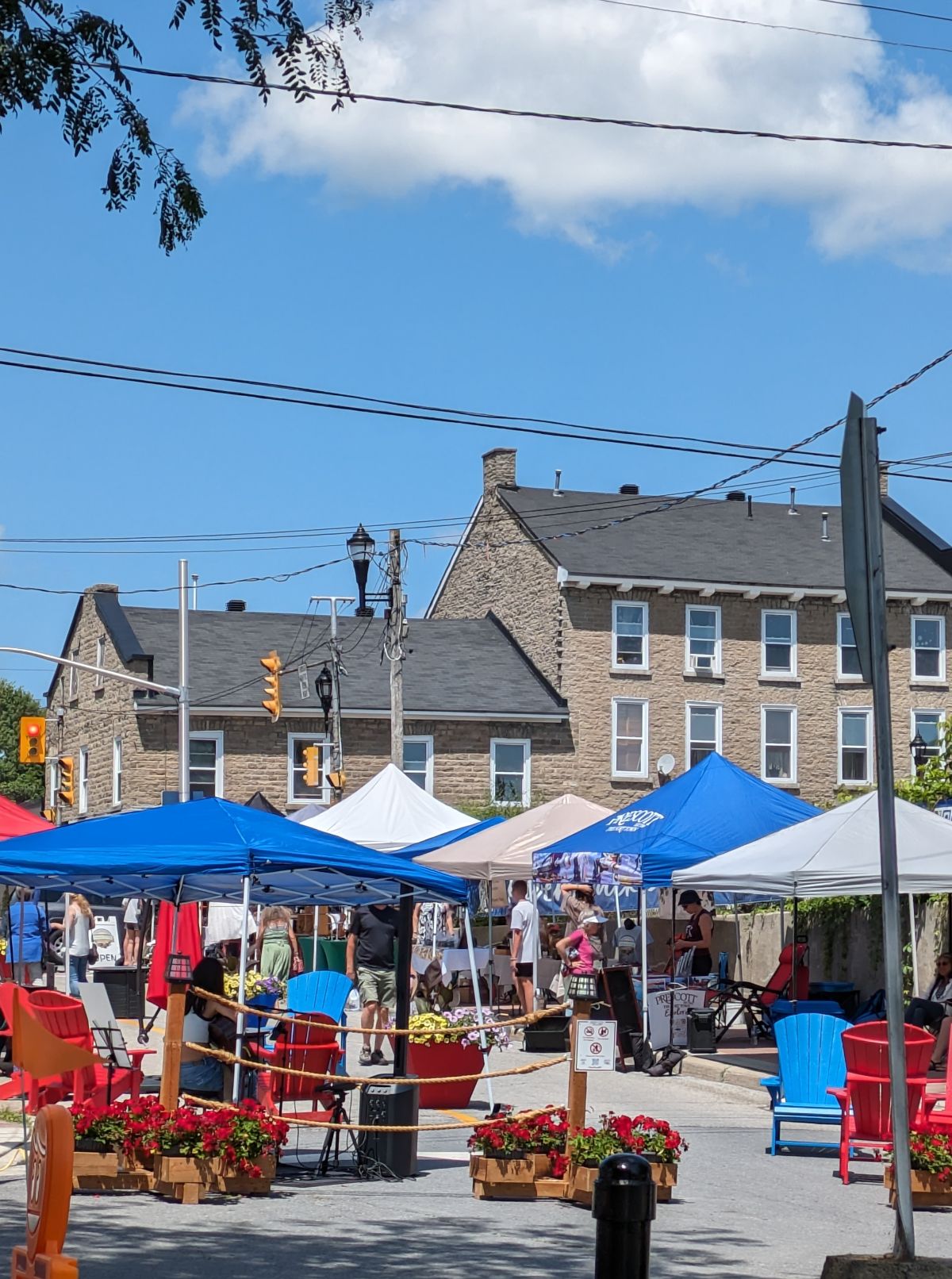 Pictures of the Prescott Farmers Market stalls.